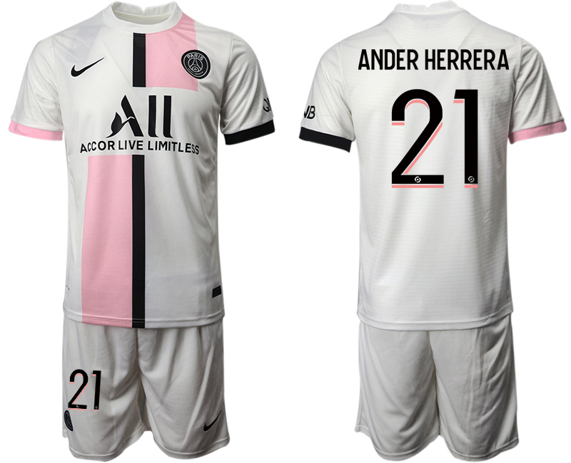 Men 2021-2022 Club Paris St German away white #21 Soccer Jersey